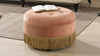 Yolanda Upholstered Round Accent Ottoman, Peach Orange