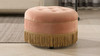 Yolanda Upholstered Round Accent Ottoman, Peach Orange