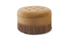 Yolanda Upholstered Round Accent Ottoman, Gold