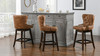 Holmes Tufted High-Back 360 Swivel Counter-Height Barstool, Tan Brown