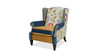 Anya Boho Chic Wingback Accent Arm Chair, Floral & Leopard, Satin Teal & Gold