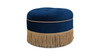 Yolanda Upholstered Round Accent Ottoman, Navy Blue