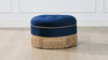 Yolanda Upholstered Round Accent Ottoman, Navy Blue