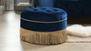 Yolanda Upholstered Round Accent Ottoman, Navy Blue