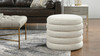 Fuji 19" Oversized Bouclé Round Storage Ottoman, Ivory White
