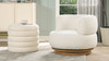 Fuji 19" Oversized Bouclé Round Storage Ottoman, Ivory White