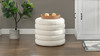 Fuji 19" Oversized Bouclé Round Storage Ottoman, Ivory White