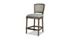 Triomphe Rattan Wicker High Back Armless Counter Height Bar Stool, Heathered Grey