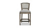 Triomphe Rattan Wicker High Back Armless Counter Height Bar Stool, Heathered Grey