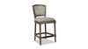 Triomphe Rattan Wicker High Back Armless Counter Height Bar Stool, Heathered Grey