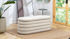 Fuji 49" Upholstered Bouclé Oval Storage Bench, Ivory White