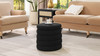 Fuji 19" Oversized Round Storage Ottoman, Ebony Black Bouclé