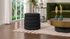 Fuji 19" Oversized Round Storage Ottoman, Ebony Black Bouclé