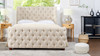 Fuji 15" Mushroom Footstool Ottoman, Ivory White Bouclé