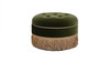 Yolanda 24" Round Upholstered Accent Ottoman, Olive Green