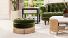 Yolanda 24" Round Upholstered Accent Ottoman, Olive Green