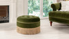 Yolanda 24" Round Upholstered Accent Ottoman, Olive Green