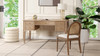 Dauphin Gold Accent 5-Drawer Wood Executive Desk, Natural Brown