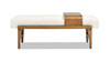 Billie 52" Modern Telephone Bench with Sliding Shelf, Ivory White Bouclé
