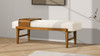 Billie 52" Modern Telephone Bench with Sliding Shelf, Ivory White Bouclé