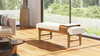 Billie 52" Modern Telephone Bench with Sliding Shelf, Ivory White Bouclé