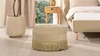 Yolanda 24" Round Upholstered Accent Ottoman, Fawn Brown