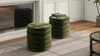 Fuji 19" Oversized Round Storage Ottoman, Olive Green