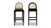 Panama 30.5" Curved Back Cane Rattan Bar Stool, Set of 2, Ebony Black Bouclé