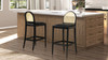 Panama 30.5" Curved Back Cane Rattan Bar Stool, Set of 2, Ebony Black Bouclé