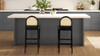 Panama 30.5" Curved Back Cane Rattan Bar Stool, Set of 2, Ebony Black Bouclé