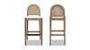 Panama 30.5" Curved Back Cane Rattan Bar Stool, Set of 2, Ivory White Bouclé