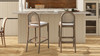 Panama 30.5" Curved Back Cane Rattan Bar Stool, Set of 2, Ivory White Bouclé