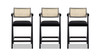 Milan 25.5" Modern Resin Webbing Back Counter Stool with Arms, Set of 3, Ebony Black Bouclé