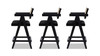 Milan 25.5" Modern Resin Webbing Back Counter Stool with Arms, Set of 3, Ebony Black Bouclé