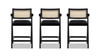 Milan 25.5" Modern Resin Webbing Back Counter Stool with Arms, Set of 3, Ebony Black Bouclé