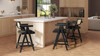 Milan 25.5" Modern Resin Webbing Back Counter Stool with Arms, Set of 3, Ebony Black Bouclé