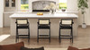 Milan 25.5" Modern Resin Webbing Back Counter Stool with Arms, Set of 3, Ebony Black Bouclé