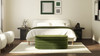 Fuji 49" Upholstered Oval Storage Bench, Olive Green