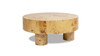 Nebula 35.5" Burl Wood Round Pillar Leg Coffee Table, Warm Natural Brown