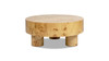 Nebula 35.5" Burl Wood Round Pillar Leg Coffee Table, Warm Natural Brown