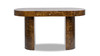 Jesse 55.5"  Burl Wood Single Drawer Oval Computer Desk, Dark Brown