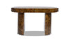 Jesse 55.5"  Burl Wood Single Drawer Oval Computer Desk, Dark Brown