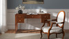 Dauphin Gold Accent 5-Drawer Wood Executive Desk, Walnut Brown