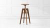 Spencer Minimalist Oak Wood Adjustable Bar Counter Stool, Walnut Brown