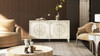 Mahal 63" Hand Painted Mandala Lacquered Sideboard, Ivory Off-White