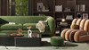 Fuji 15" Mushroom Footstool Ottoman, Moss Green Fleeced Teddy