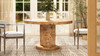 Nebula 51" 5-6 Seater Round Burl Wood Pillar Dining Table, Warm Natural Brown