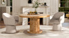 Nebula 51" 5-6 Seater Round Burl Wood Pillar Dining Table, Warm Natural Brown