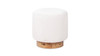 Tilly 16.5" Round Fur Upholstered & Burl Pouf Ottoman, Cottontail White