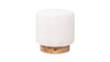 Tilly 16.5" Round Fur Upholstered & Burl Pouf Ottoman, Cottontail White